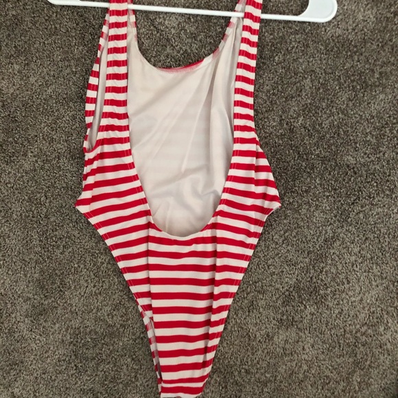 GNASH Red/White Stripped One Piece Swimsuit - Picture 2 of 6